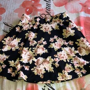 a floral skirt